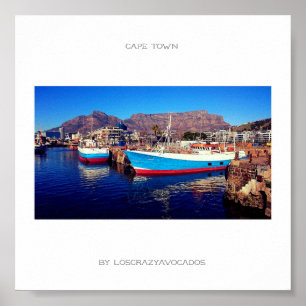 Cape Town Table Mountain Marina Hafen Boat Poster