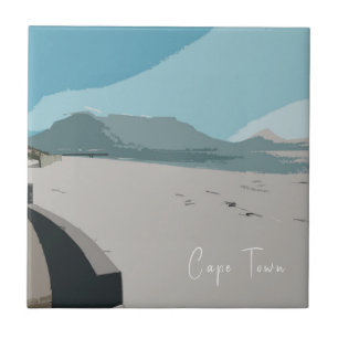 Cape Town Table Mountain Ocean Sketch Fliese