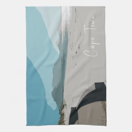 Cape Town Table Mountain Ocean Sketch Geschirrtuch (Vertikal)