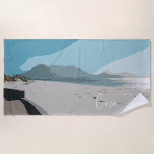 Cape Town Table Mountain Ocean Sketch Strandtuch