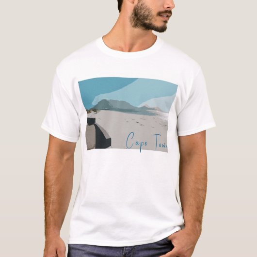 Cape Town Table Mountain Ocean Sketch T-Shirt (Vorderseite)