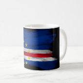 Cape Verde flag brush stroke, national flag Kaffeetasse (VorderseiteRechts)