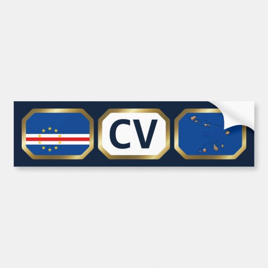 Cape Verde Flag Map Code Autoaufkleber (Vorne)