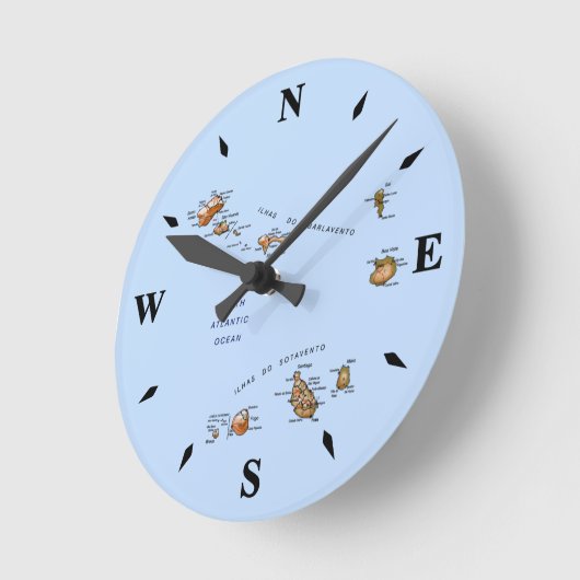 Cape Verde Map Clock Runde Wanduhr (Winkel)