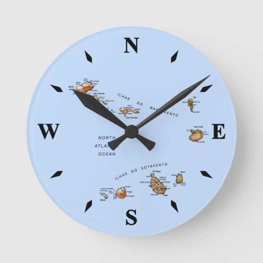 Cape Verde Map Clock Runde Wanduhr (Vorderseite)
