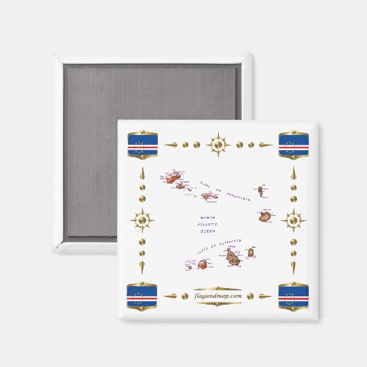 Cape Verde Map + Flags Magnet (Vorderseite/Rückseite)