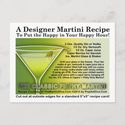 Caper Berry Filthy Martini Rezept Postkarte (Vorderseite)