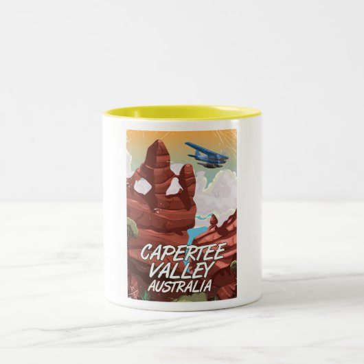 Capertee Valley Australia Reiseplakat Zweifarbige Tasse (Mittel)