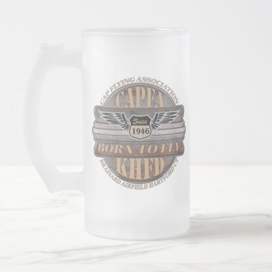 CAPFA-Tasse Mattglas Bierglas (Links)