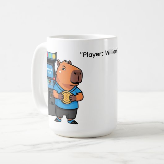Capibara Arcade Gamer Water Bottle Kaffeetasse (Vorderseite Links)