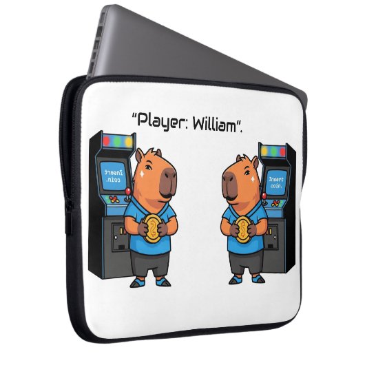 Capibara Arcade Retro Laptop Sleeve (Vorne Rechts)