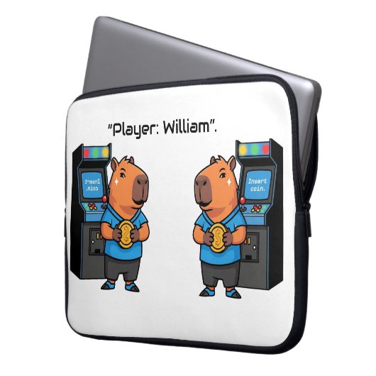 Capibara Arcade Retro Laptop Sleeve (Vorderseite Links)