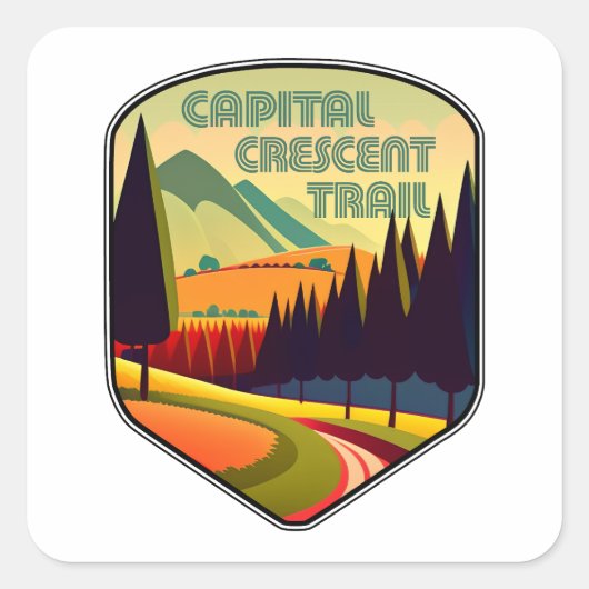 Capital Crescent Trail Farben Quadratischer Aufkleber (Vorderseite)