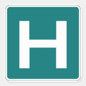 Capital Letter H Green Background Quadratischer Aufkleber (Vorderseite)