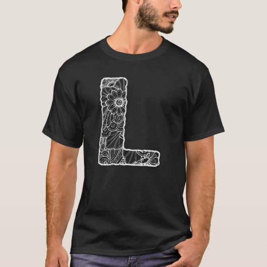 Capital Letter L Floral Chic Boho Abstract Doodle T-Shirt (Vorderseite)