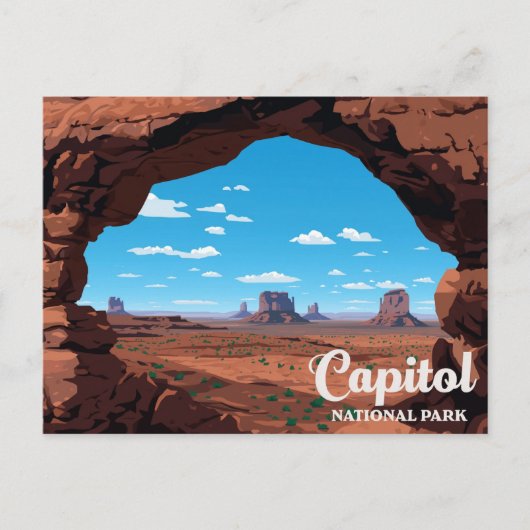 Capitol Reef Arch Canyon Vintage Art Postkarte (Vorderseite)