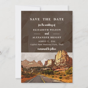Capitol Reef NP Utah Wüsten-Aquarell-Hochzeit Einladung