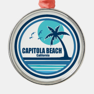 Capitola Beach California Palm Tree Birds Ornament Aus Metall