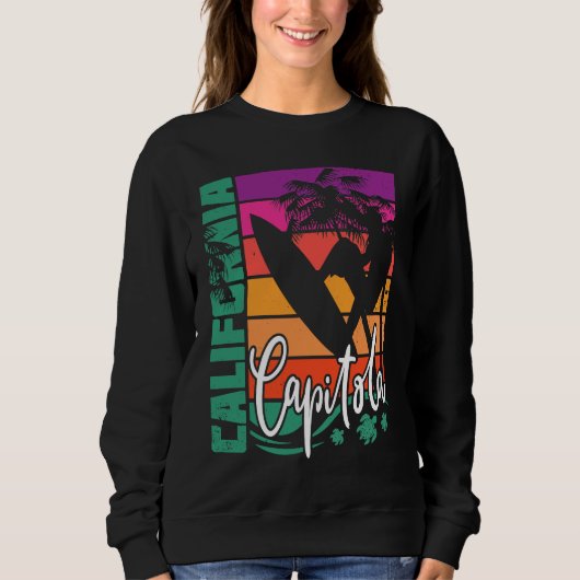 Capitola California Retro Sunset Beach Surfer Surf Sweatshirt (Vorderseite)
