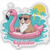 Capivara Estilosa no Verão com Boia Rosa Aufkleber (Vorderseite)