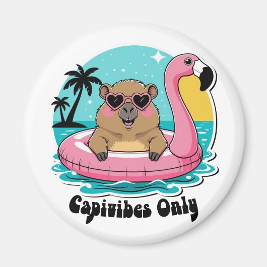 Capivara Estilosa no Verão com Boia Rosa Magnet (Vorne)