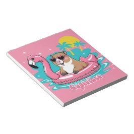 Capivara Estilosa no Verão com Boia Rosa Notizblock