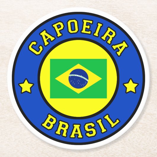 Capoeira Brasil Runder Pappuntersetzer (Vorderseite)