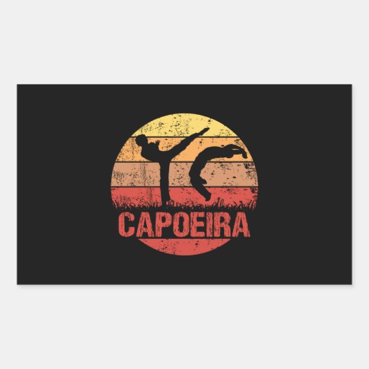 Capoeira Martial Art Sunset Silhouette Rechteckiger Aufkleber (Vorderseite)