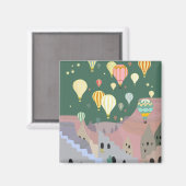 Cappadocia Night Art | Heißluftballon Türkei Magnet (Vorderseite/Rückseite)