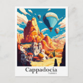 Cappadocia Spain Vintage Travel Portrait Postkarte (Vorderseite)