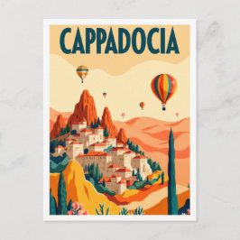 Cappadocia Turkey Art vintage Travel Postkarte