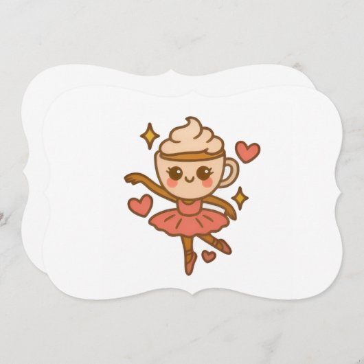 Cappuccina Ballerina Italian Ausweis Einladung (Vorne/Hinten)