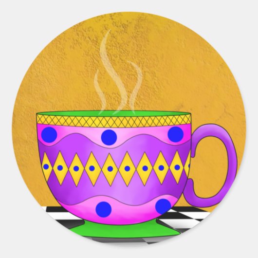 Cappuccino-Cup-Aufkleber Runder Aufkleber (Vorderseite)