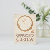Cappuccino Curfew – 11AM Coffee Postcard Postkarte (Stehend Vorderseite)