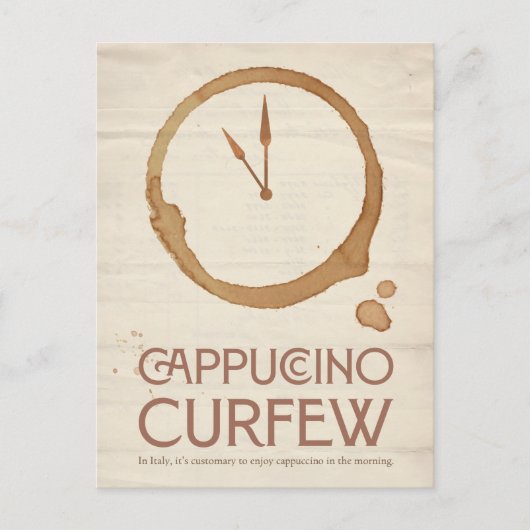 Cappuccino Curfew – 11AM Coffee Postcard Postkarte (Vorderseite)