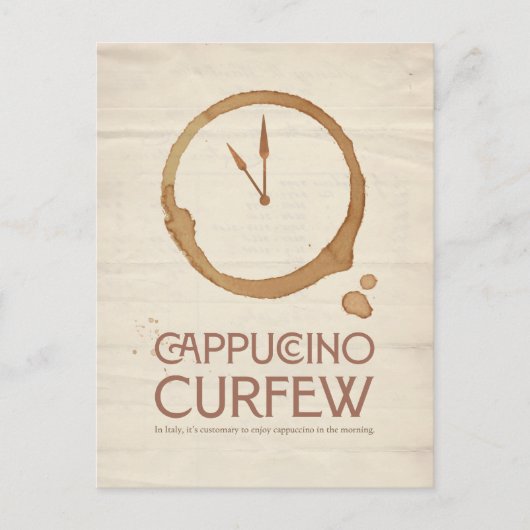 Cappuccino Curfew – 11AM Coffee Postcard Postkarte (Vorderseite)