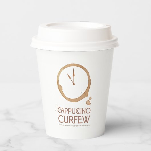Cappuccino Curfew 11AM – To Go Coffee Cup Pappbecher (Vorderseite)