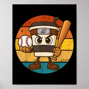 Cappuccino Inn Baseball Niedlich Italienisch Brain Poster
