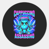 Cappuccino Ino Brainrot Italian Meme Runder Aufkleber (Vorderseite)