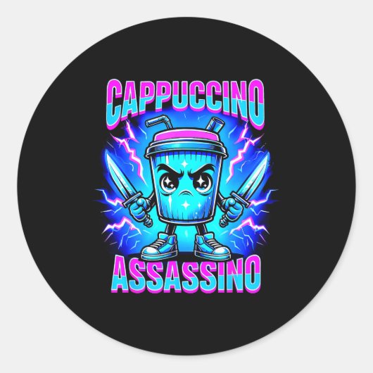 Cappuccino Ino Brainrot Italian Meme Runder Aufkleber (Vorderseite)