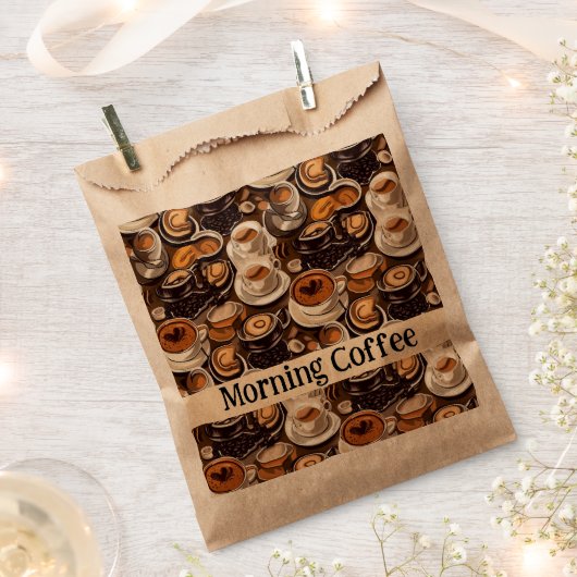 Cappuccino Kaffee Öl Paint Muster Personalisiert Geschenktütchen (Ausgeschnitten)