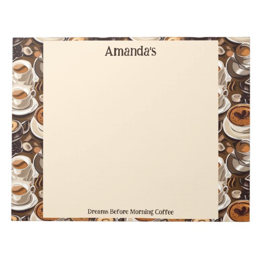 Cappuccino Kaffee Öl Paint Muster Personalisiert Notizblock (Vorderseite)