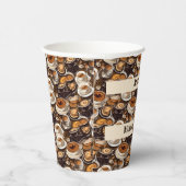 Cappuccino Kaffee Öl Paint Muster Personalisiert Pappbecher (Rechts)