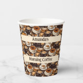 Cappuccino Kaffee Öl Paint Muster Personalisiert Pappbecher (Vorderseite)