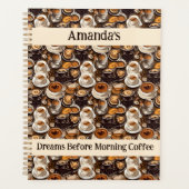 Cappuccino Kaffee Öl Paint Muster Personalisiert Planer (Vorderseite)