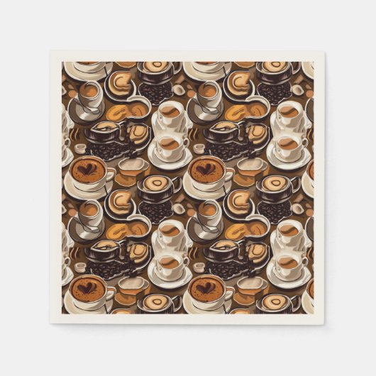 Cappuccino Kaffee Öl Paint Muster Serviette (Vorderseite)