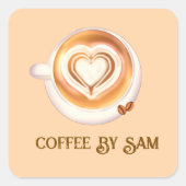 Cappuccino-Kaffee Quadratischer Aufkleber (Vorderseite)