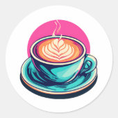 Cappuccino-Kaffeetasse Runder Aufkleber (Vorderseite)