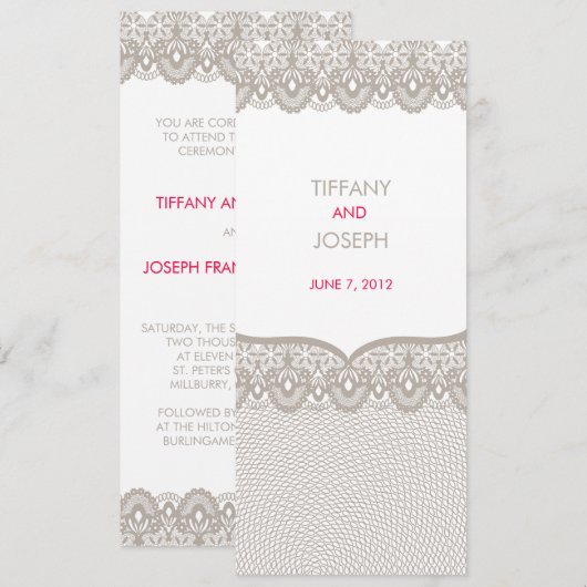 Cappuccino Lace Wedding Einladung (Vorne/Hinten)