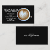 Cappuccino Latte Coffee Shop | Einfaches Black Caf Visitenkarte (Vorne/Hinten)